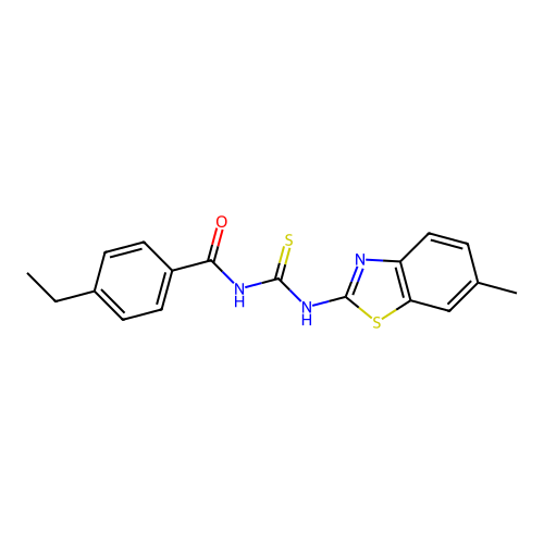 4-ethyl-N-[(6-methyl-1,3-benzothiazol-2-yl)carbamothioyl]benzamide structure