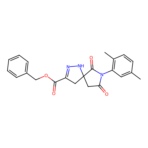 benzyl 7-(2,5-dimethylphenyl)-6,8-dioxo-1,2,7-triazaspiro[4.4]non-2-ene-3-carboxylate structure
