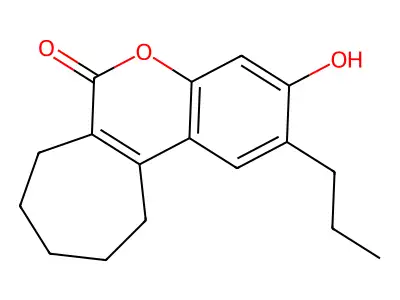 3-hydroxy-2-propyl-8,9,10,11-tetrahydro-7H-cyclohepta[c]chromen-6-one structure