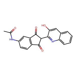 Acetamide, N-(2,3-dihydro-2-(3-hydroxy-2-quinolinyl)-1,3-dioxo-1H-inden-5-yl)- structure