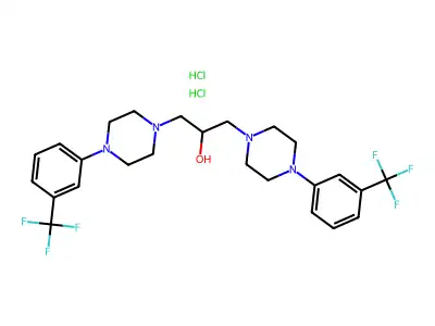 1-Piperazineethanol, 4-(3-(trifluoromethyl)phenyl)-alpha-((4-(3-(trifluoromethyl)phenyl)-1-piperazinyl)methyl)-, dihydrochloride structure