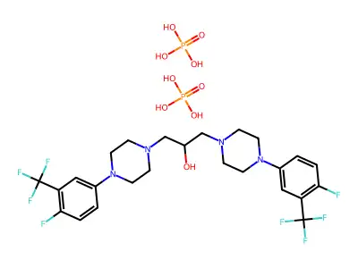 1,3-Bis(4-(3-trifluoromethyl-4-fluorophenyl)piperazino)-propan-2-ol diphosphate hydrate structure