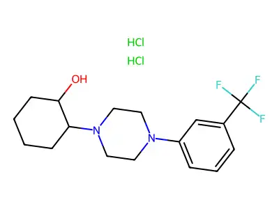 Cyclohexanol, 2-(4-(3-(trifluoromethyl)phenyl)-1-piperazinyl)-, dihydrochloride structure