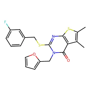 2-[(3-fluorobenzyl)sulfanyl]-3-(furan-2-ylmethyl)-5,6-dimethylthieno[2,3-d]pyrimidin-4(3H)-one structure