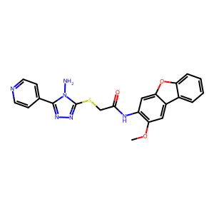 2-(4-amino-5-(4-pyridyl)(1,2,4-triazol-3-ylthio))-N-(2-methoxybenzo[3,4-b]benz o[d]furan-3-yl)acetamide structure
