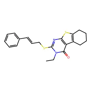 2-(Cinnamylthio)-3-ET-5,6,7,8-tetrahydro(1)benzothieno(2,3-D)pyrimidin-4(3H)-one structure