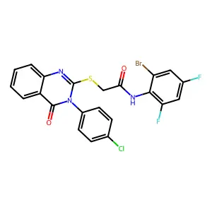 N-(2-bromo-4,6-difluorophenyl)-2-{[3-(4-chlorophenyl)-4-oxo-3,4-dihydroquinazolin-2-yl]sulfanyl}acetamide structure