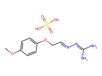 2-[2-(4-Methoxyphenoxy)ethylideneamino]guanidine;sulfuric acid structure
