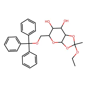 1,2-O-(1-Ethoxyethylidene)-6-O-(triphenylmethyl)hexopyranose structure