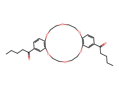 1,1'-(6,7,9,10,17,18,20,21-Octahydrodibenzo[b,k][1,4,7,10,13,16]hexaoxacyclooctadecine-2,14-diyl)bis(pentan-1-one) structure