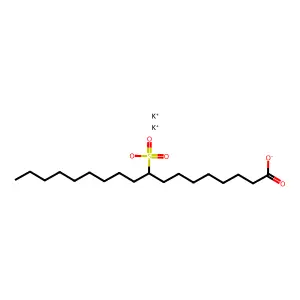 Octadecanoic acid, 9(or 10)-sulfo-, potassium salt (1:?) structure