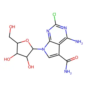 7H-Pyrrolo[2, 4-amino-2-chloro-7-.beta.-D-ribofuranosyl- structure
