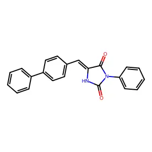 (5E)-5-(biphenyl-4-ylmethylidene)-3-phenylimidazolidine-2,4-dione structure