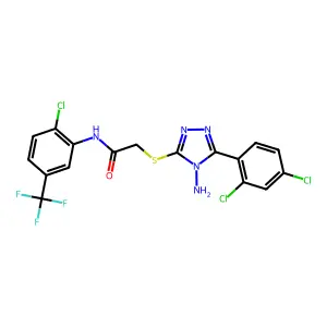 2-[4-amino-5-(2,4-dichlorophenyl)(1,2,4-triazol-3-ylthio)]-N-[2-chloro-5-(trif luoromethyl)phenyl]acetamide structure