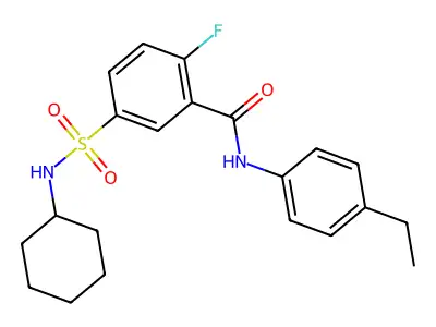 5-(cyclohexylsulfamoyl)-N-(4-ethylphenyl)-2-fluorobenzamide structure