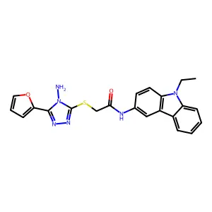 2-{[4-amino-5-(furan-2-yl)-4H-1,2,4-triazol-3-yl]sulfanyl}-N-(9-ethyl-9H-carbazol-3-yl)acetamide structure