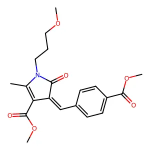 methyl (4Z)-4-[4-(methoxycarbonyl)benzylidene]-1-(3-methoxypropyl)-2-methyl-5-oxo-4,5-dihydro-1H-pyrrole-3-carboxylate structure