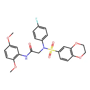 2-[N-(2,3-dihydro-1,4-benzodioxin-6-ylsulfonyl)-4-fluoroanilino]-N-(2,5-dimethoxyphenyl)acetamide structure