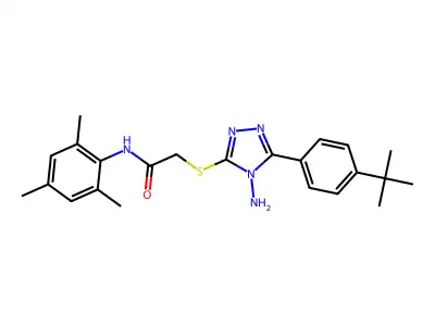2-{4-amino-5-[4-(tert-butyl)phenyl](1,2,4-triazol-3-ylthio)}-N-(2,4,6-trimethy lphenyl)acetamide structure