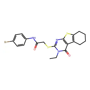 N-(4-bromophenyl)-2-((3-ethyl-4-oxo-3,4,5,6,7,8-hexahydrobenzo[4,5]thieno[2,3-d]pyrimidin-2-yl)thio)acetamide structure