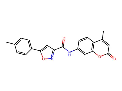 N-(4-methyl-2-oxochromen-7-yl)-5-(4-methylphenyl)-1,2-oxazole-3-carboxamide structure