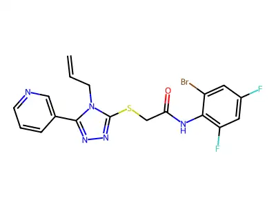 N-(2-bromo-4,6-difluorophenyl)-2-{[4-(prop-2-en-1-yl)-5-(pyridin-3-yl)-4H-1,2,4-triazol-3-yl]sulfanyl}acetamide structure