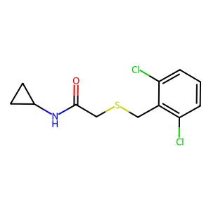 N-cyclopropyl-2-[(2,6-dichlorobenzyl)sulfanyl]acetamide structure