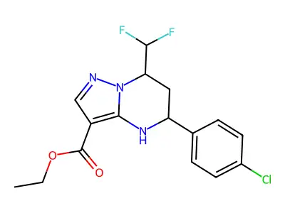 ethyl 5-(4-chlorophenyl)-7-(difluoromethyl)-4,5,6,7-tetrahydropyrazolo[1,5-a]pyrimidine-3-carboxylate structure
