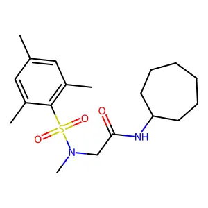 N-cycloheptyl-2-[methyl-(2,4,6-trimethylphenyl)sulfonylamino]acetamide structure