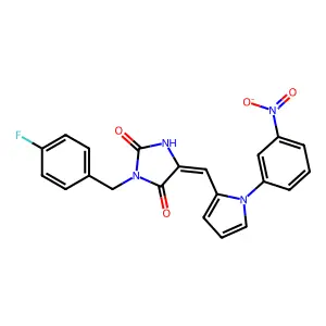 (5E)-3-(4-fluorobenzyl)-5-{[1-(3-nitrophenyl)-1H-pyrrol-2-yl]methylidene}imidazolidine-2,4-dione structure