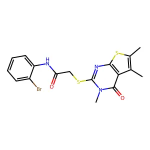 N-(2-bromophenyl)-2-[(3,5,6-trimethyl-4-oxo-3,4-dihydrothieno[2,3-d]pyrimidin-2-yl)sulfanyl]acetamide structure