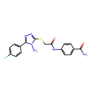 4-[({[4-amino-5-(4-fluorophenyl)-4H-1,2,4-triazol-3-yl]sulfanyl}acetyl)amino]benzamide structure