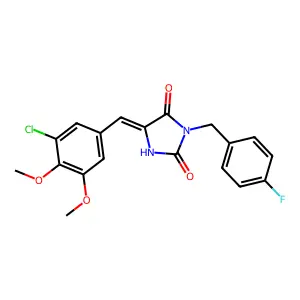 (5E)-5-(3-chloro-4,5-dimethoxybenzylidene)-3-(4-fluorobenzyl)imidazolidine-2,4-dione structure