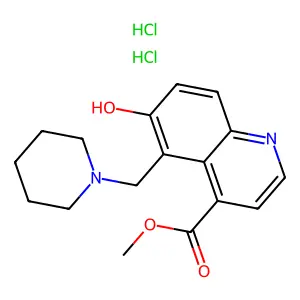 4-Quinolinecarboxylic acid, 6-hydroxy-5-(1-piperidinylmethyl)-, methyl ester, dihydrochlordie structure