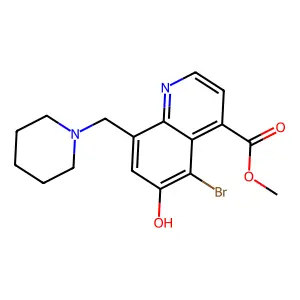Methyl 5-bromo-6-hydroxy-8-(1-piperidinylmethyl)-4-quinolinecarboxylate structure