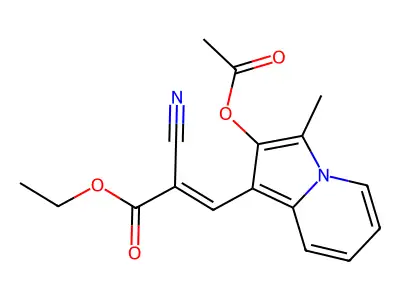 Ethyl 3-(2-acetyloxy-3-methylindolizin-1-yl)-2-cyanoprop-2-enoate structure