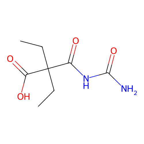 Butanoic acid, 2-(((aminocarbonyl)amino)carbonyl)-2-ethyl- structure