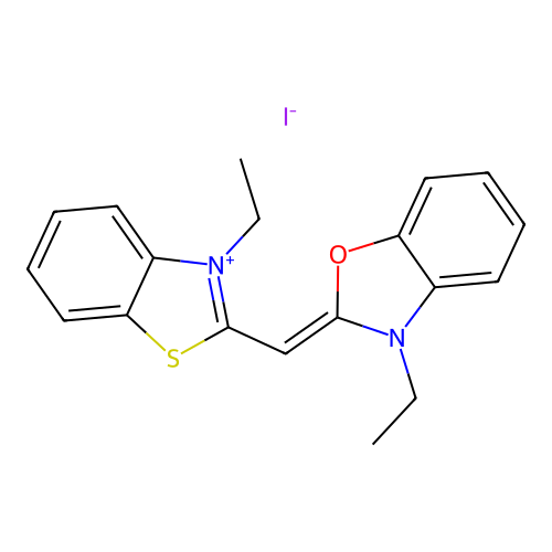 3-Ethyl-2-((3-ethyl-3H-benzothiazol-2-ylidene)methyl)benzoxazoliumiodide structure
