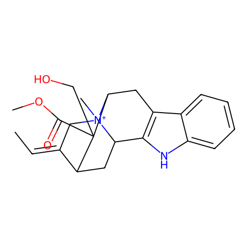 (16R)-17-Hydroxy-16-(methoxycarbonyl)-4alpha-methylsarpagan-4-ium structure