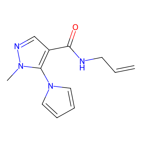 1-methyl-N-prop-2-enyl-5-pyrrol-1-ylpyrazole-4-carboxamide structure