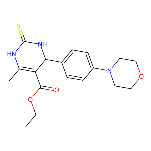 5-ethoxycarbonyl-4-(4-morpholinophenyl)-6-methyl-3,4-dihydropyrimidine-2(1h)-thione structure