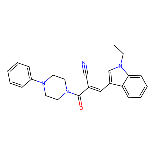 (2E)-3-(1-ethyl-1H-indol-3-yl)-2-[(4-phenylpiperazin-1-yl)carbonyl]prop-2-enenitrile structure