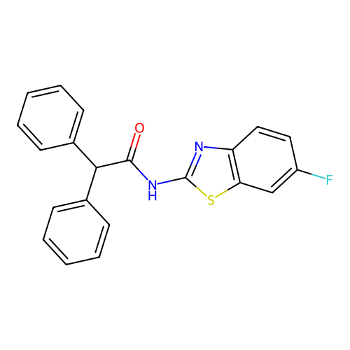 N-(6-fluoro-1,3-benzothiazol-2-yl)-2,2-diphenylacetamide structure