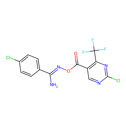 O1-{[2-chloro-4-(trifluoromethyl)pyrimidin-5-yl]carbonyl}-4-chlorobenzene-1-carbohydroximamide structure