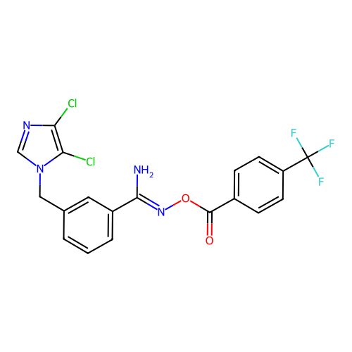 O1-[4-(trifluoromethyl)benzoyl]-3-[(4,5-dichloro-1H-imidazol-1-yl)methyl]benzene-1-carbohydroximamide structure
