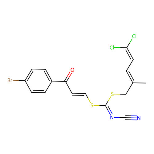 1-bromo-4-[3-({(cyanoimino)[(5,5-dichloro-2-methylpenta-2,4-dienyl)thio]methyl}thio)allanoyl]benzene structure