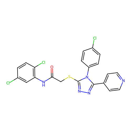 2-[[4-(4-chlorophenyl)-5-pyridin-4-yl-1,2,4-triazol-3-yl]sulfanyl]-N-(2,5-dichlorophenyl)acetamide structure