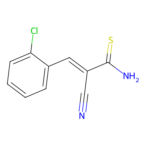 (E)-3-(2-chlorophenyl)-2-cyanoprop-2-enethioamide structure