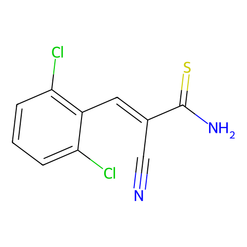 (2E)-2-cyano-3-(2,6-dichlorophenyl)prop-2-enethioamide structure