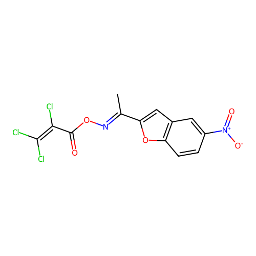 [1-(5-Nitro-1-benzofuran-2-yl)ethylideneamino] 2,3,3-trichloroprop-2-enoate structure